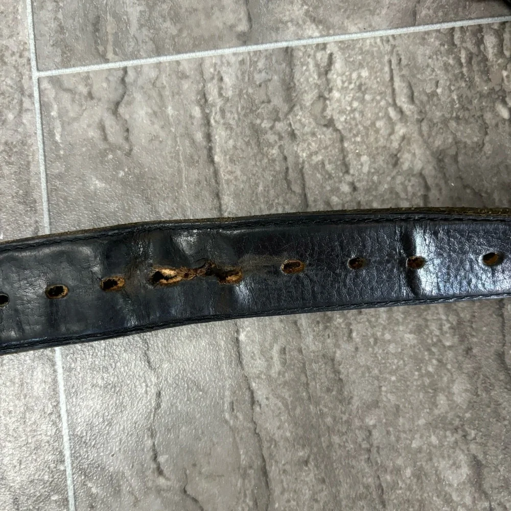 Vintage Tony Lama Texas Star Brass Buckle Belt Leather Western Concho men’s 48